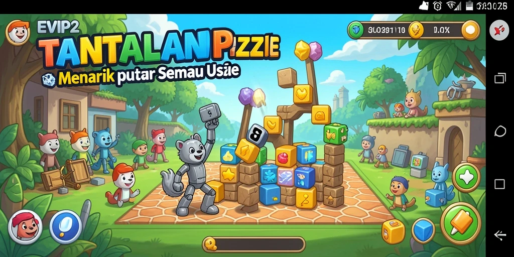 Screenshot utama EVIP2 menampilkan gameplay Puzzle yang menantang dan menarik.