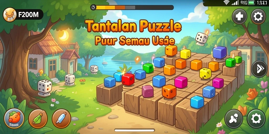 Tampilan permainan F200M yang penuh warna dan menantang.