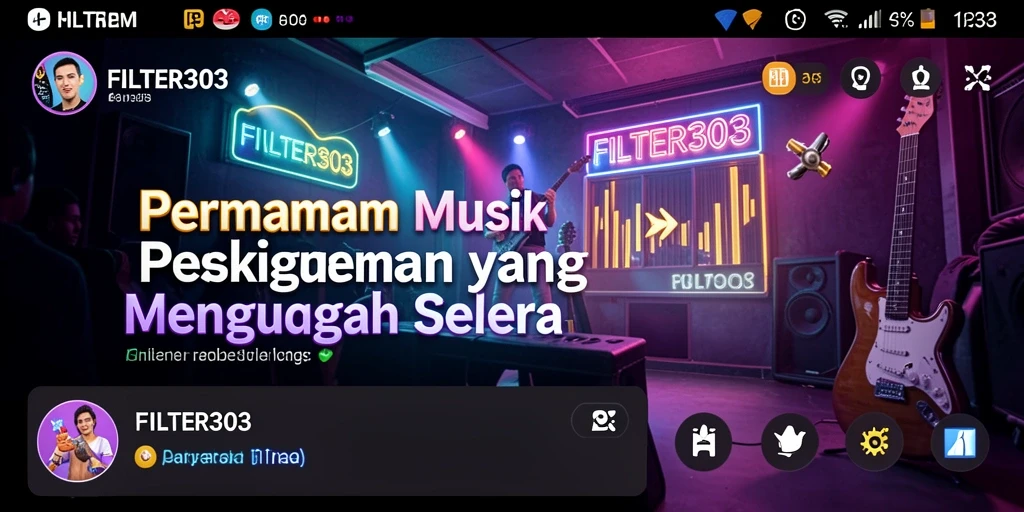 Tampilan screenshot gameplay FILTER303 menunjukkan interaksi seru dengan musik.