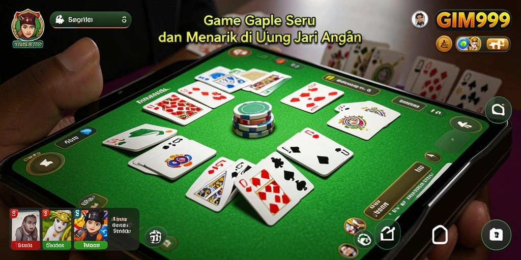 Screenshot GIM999 menampilkan gameplay Gaple yang seru dan interaktif.