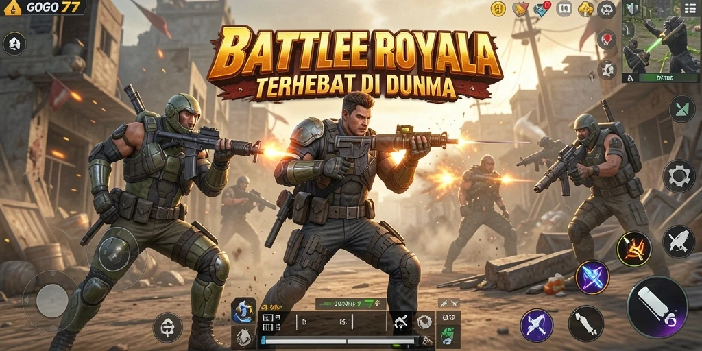 Tampilan mendebarkan dalam gameplay Battle Royale GOGO77.