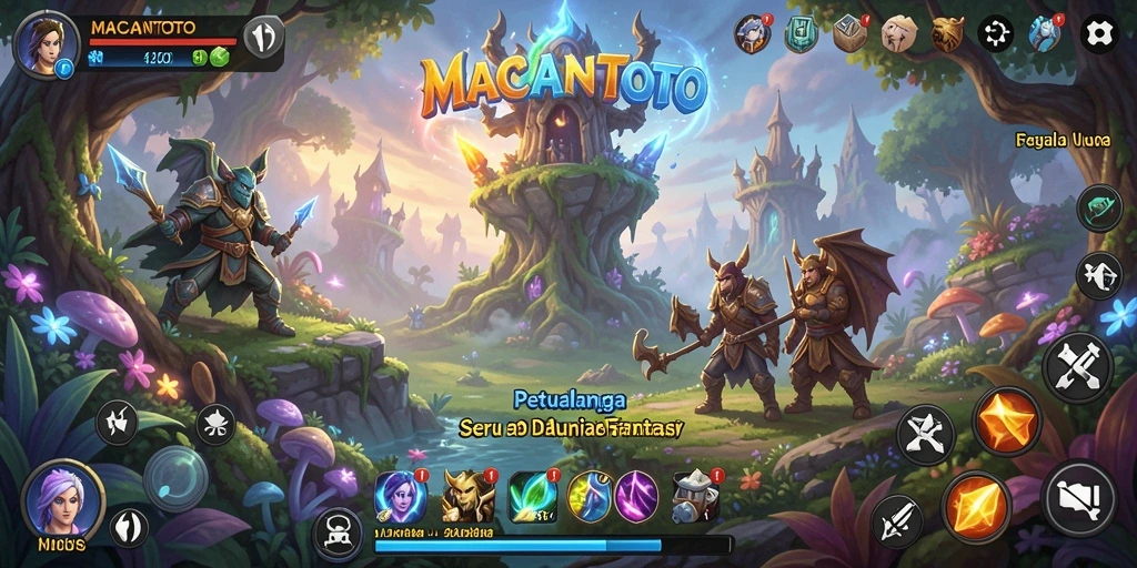 Tampilan gameplay dari MACANTOTO menunjukkan aksi petualangan yang menegangkan.