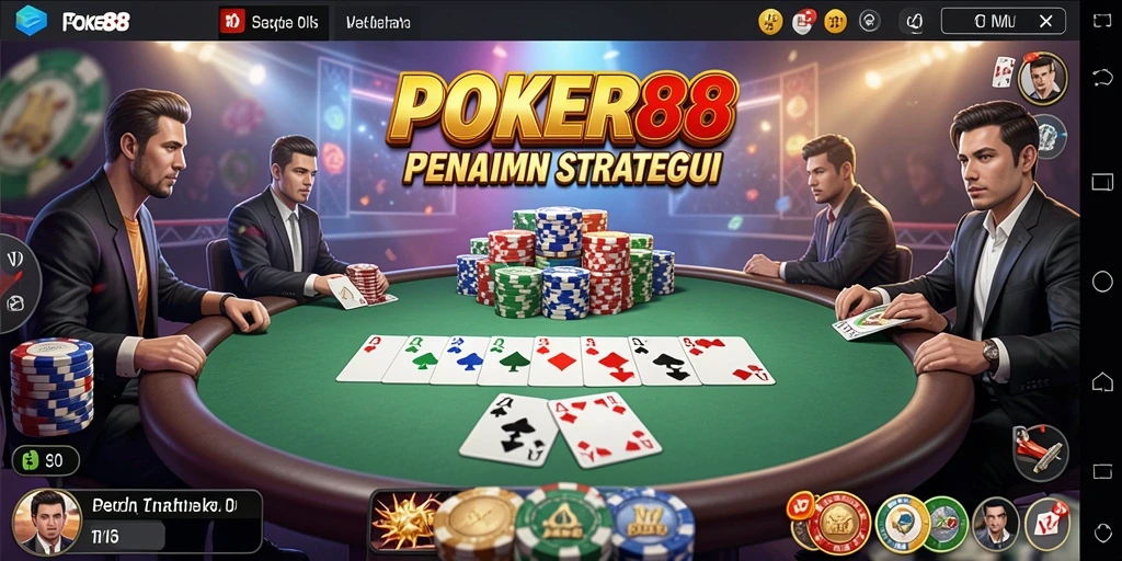 Screenshot menampilkan gameplay strategis yang mendebarkan di POKER88.