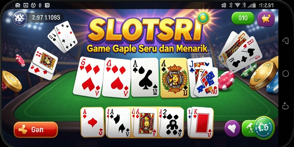 Tampilan gameplay SLOTSRI dengan suasana permainan Gaple yang mendebarkan.