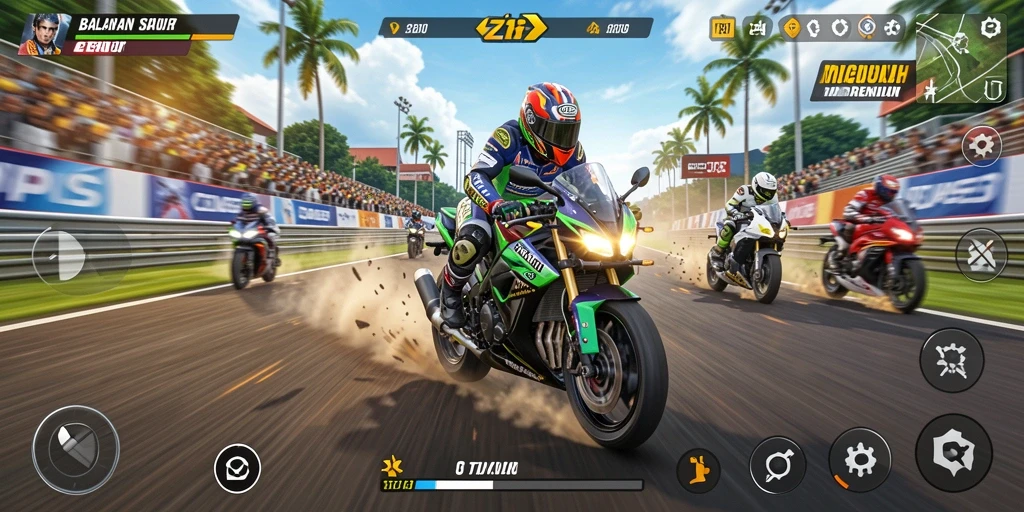 Gameplay Z18 yang mengasyikkan dalam balapan motor.